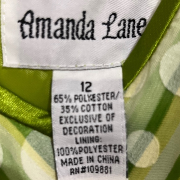 Amanda Lane Women’s Green & White Polka Dot Sheer A-Line Classic 90s Dress Sz-12 - Picture 5 of 6